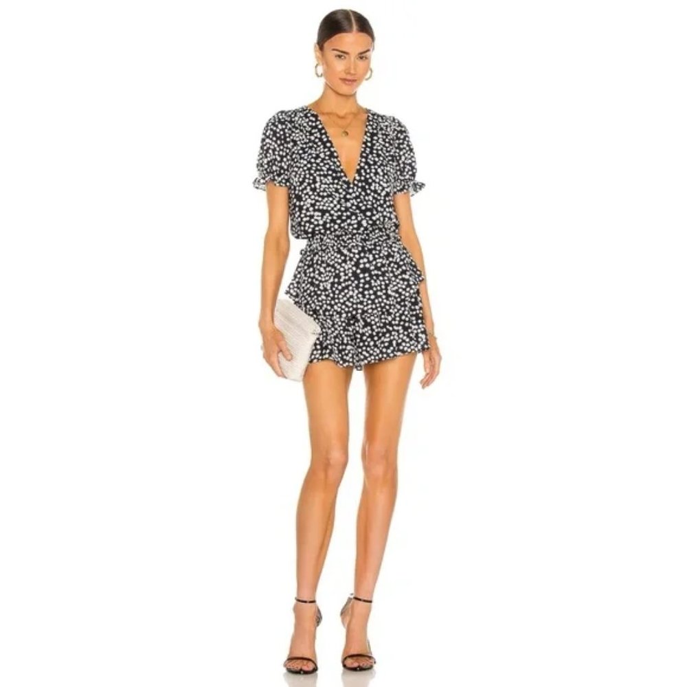 Amanda Uprichard Velma Dress in Navy Dot
